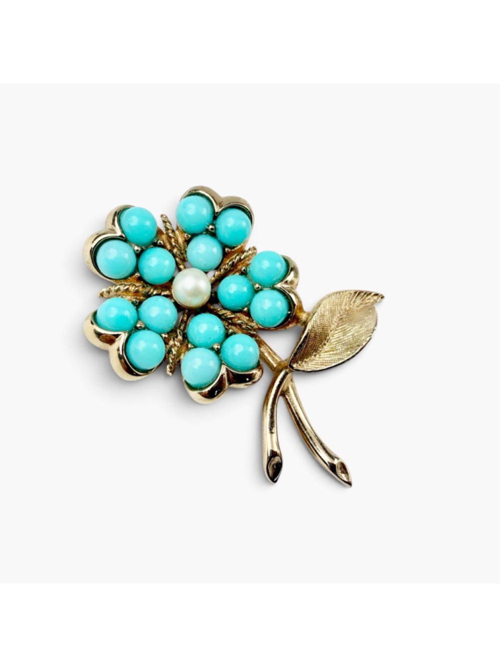 Vintage Sarah Coventry Turquoise Bead Flower Brooch